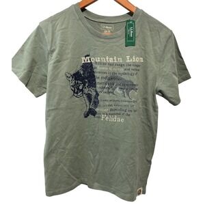 L.L. Bean Boy Graphic Jersey Tee Bay Leaf Color Mountain Lion Graphic Size L NWT